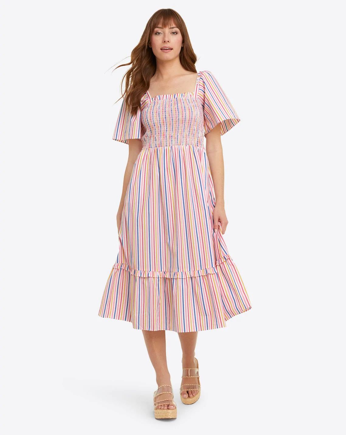 Deana Smocked Dress in Multi Stripe | Draper James (US)