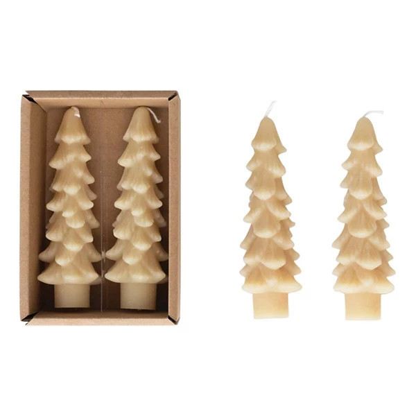 Creative Co-Op Unscented Short Tree Shaped Taper (Set of 2) candles | Scheels