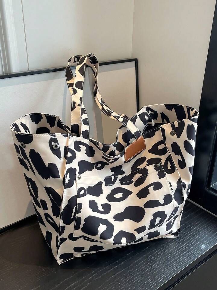 Fashionable Large Capacity Tote Bag For Women, Versatile, Cow pattern pattern random Print Should... | SHEIN