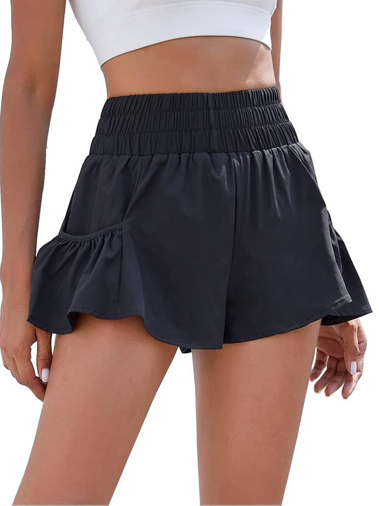 BMJL Womens High Waisted Shorts Athletic Running Shorts Workout Gym Quick Dry Flowy Shorts with P... | Amazon (US)