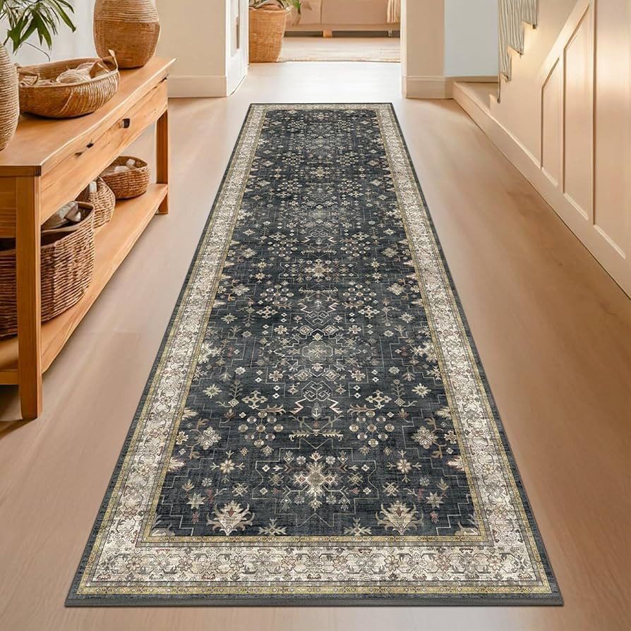 Dark Washable Long Runners for Hallways, 2'6"x8' Wide Kitchen Runner Rug, Entryway Indoor Rug, No... | Amazon (US)