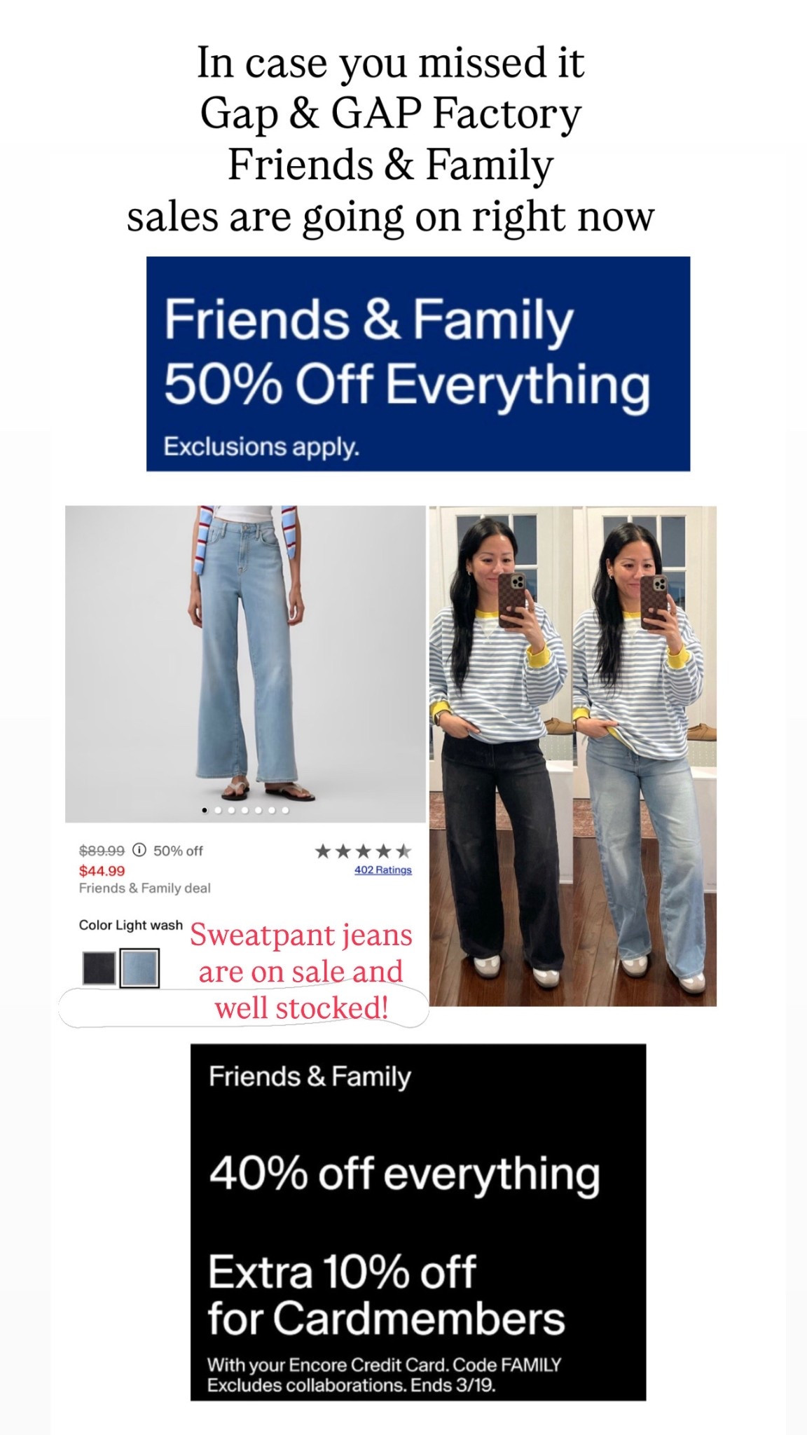 I wear size 26 regular
The black wash run a tad shorter than the blue denim just FYI

Gap Factory sweatpant jeans

#LTKSaleAlert #LTKOver40 #LTKSeasonal