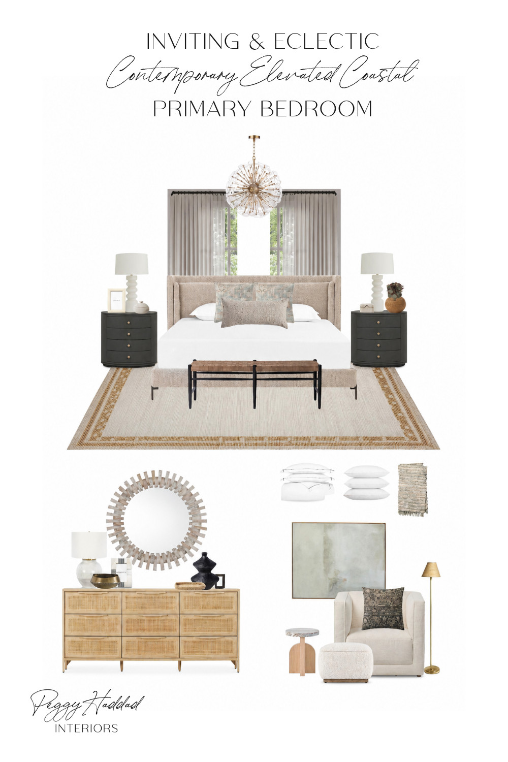 Creating a bedroom that feels like a true retreat starts with thoughtful layering. 🤍 This elevated coastal look combines warm natural textures, timeless furnishings, sculptural lighting, and soft neutral tones for a space that feels both sophisticated and deeply restful. Shop all the pieces to recreate this serene primary bedroom in your own home. 

 #LTKHome