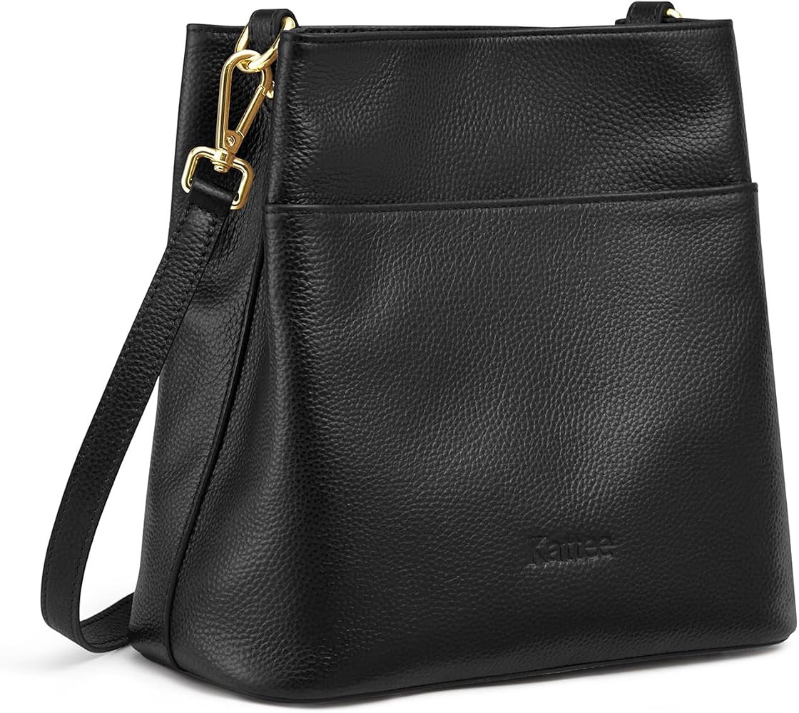 Kattee Leather Handbags for Women, Soft Shoulder Tote Bucket Bags Crossbody Purses with 2 Straps | Amazon (US)