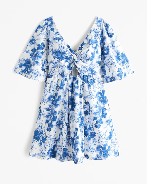 Cutout Poplin Mini Dress | Abercrombie & Fitch (US)