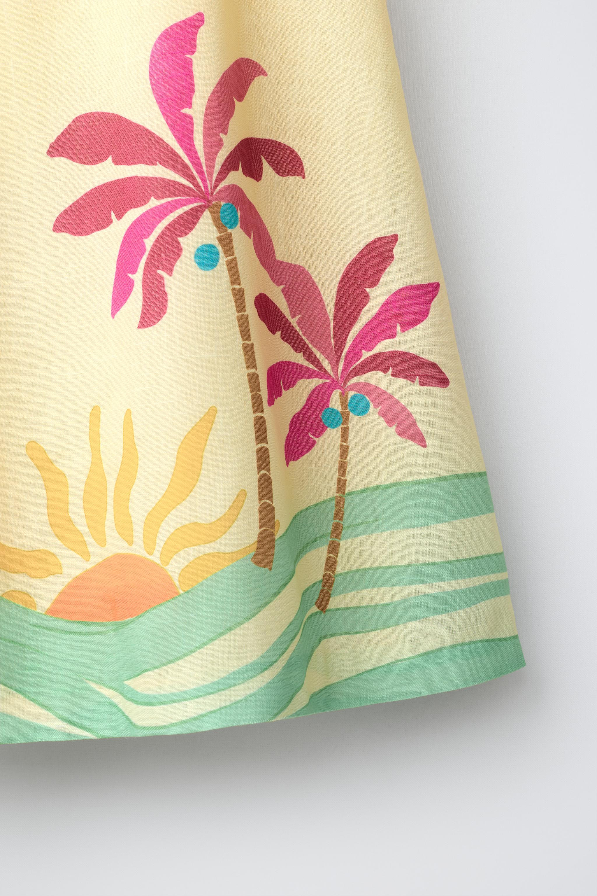 ASYMMETRIC PALM TREE DRESS WITH COTTON AND LINEN | Zara US