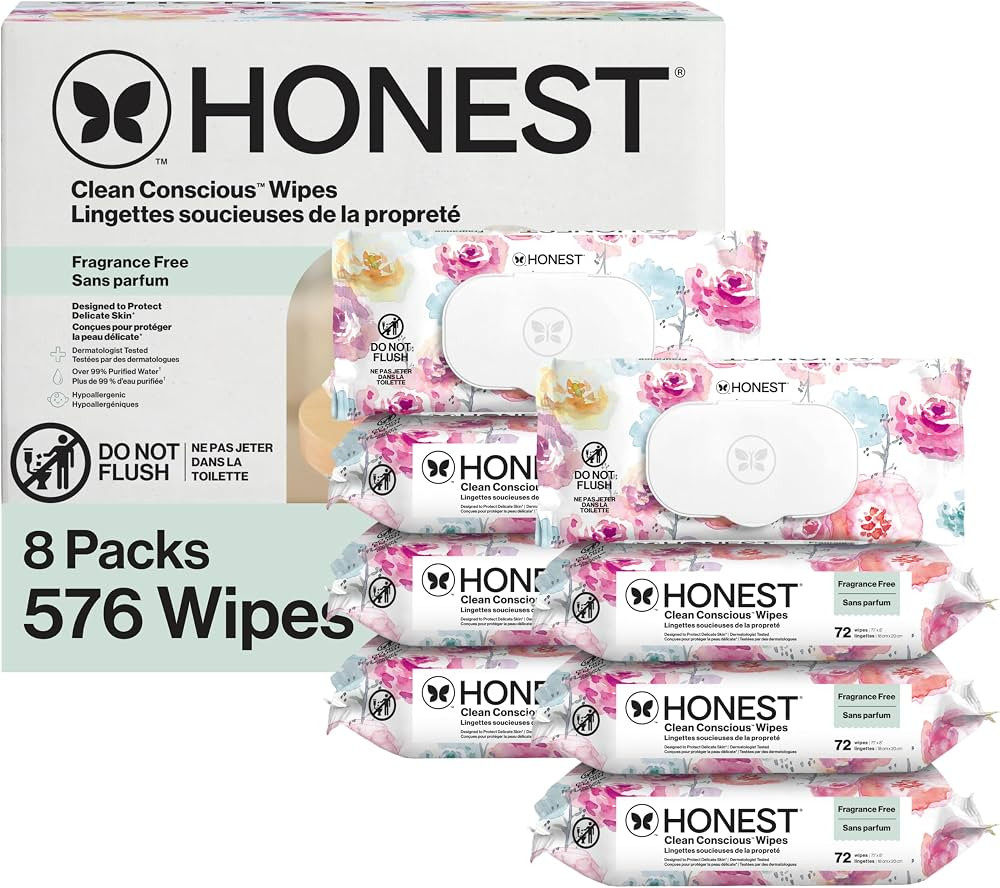 The Honest Company Hypoallergenic Multi-Use Baby Wipes for Sensitive Skin, Rose Blossom, 576 Coun... | Amazon (US)