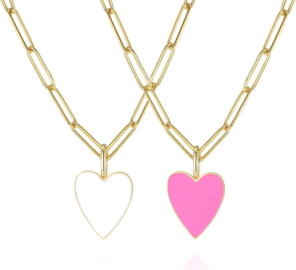 Meeran Heart Necklace for Women Girls,Preppy Jewelry Dainty Paperclip Chain Necklace for Women,Cu... | Amazon (US)