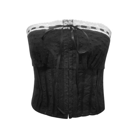 TheFound Women s Corset Tube Tops Strapless Bustier Central Clasp Crop Tops | Walmart (US)