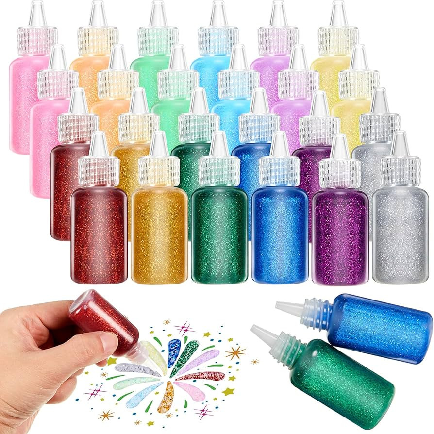 Fullhawl 24 Pack Glitter Glue (20ml/0.67oz) - Neon Metallic, Washable & Non-Toxic Bulk Glue Pens ... | Amazon (US)