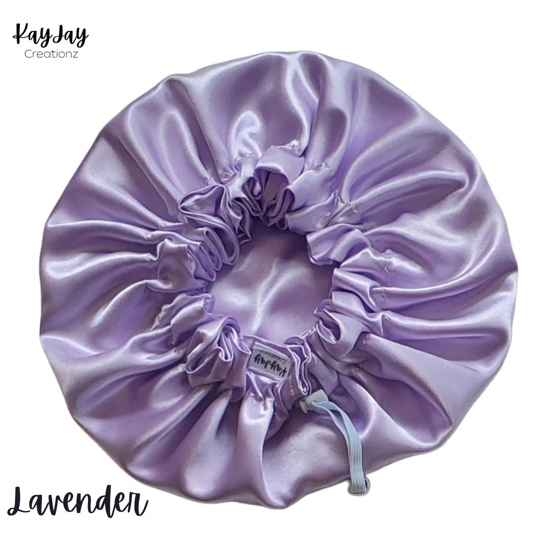 Lavender Adult Satin Bonnets| Double-Layered Reversible & Adjustable Satin Bonnets | Silk Satin S... | Etsy (US)