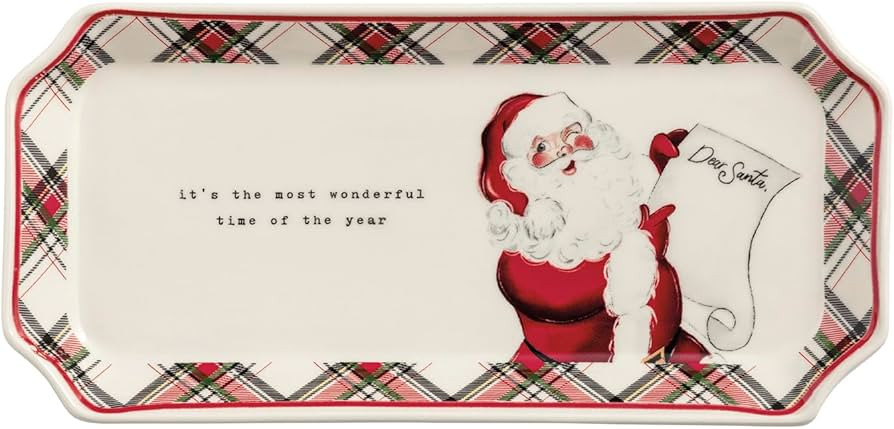 Mud Pie Christmas Santa Tartan Everything Tray | Amazon (US)