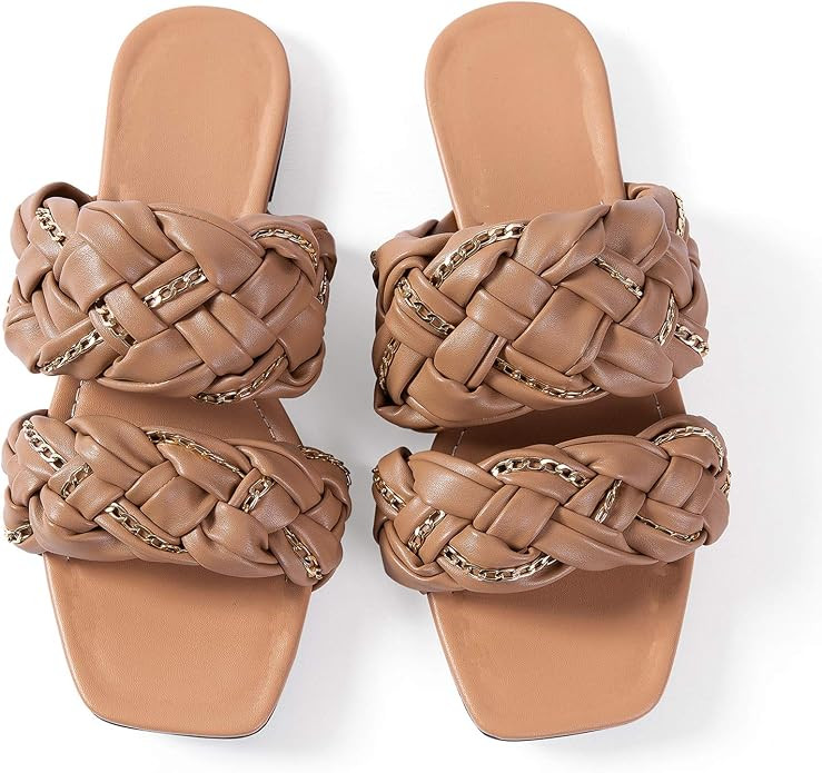 Women Flip-Flops Flat Sandals Leather Bow Sandals Beach Flat Rivets Rain Jelly Sandals | Amazon (US)
