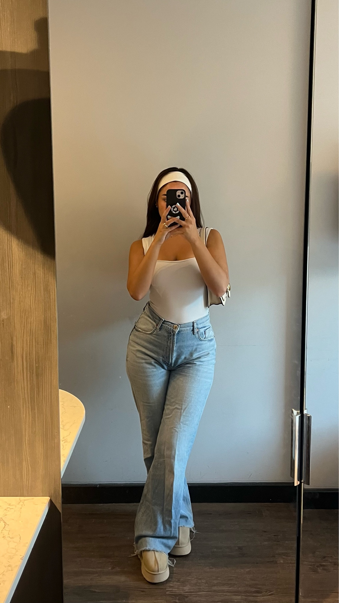 🤍

Outfit inspiration, H&M, square neck white bodysuit, Coach Tabby bag, Ugg Tazz mustard seed,  wide leg jeans, Mango, jersey headband. 

#LTKstyletip #LTKSeasonal #LTKeurope