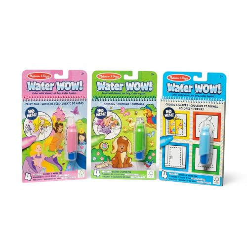 Melissa & Doug Water Wow! 3-Pack – Colors & Shapes, Fairy Tales, Animals Water Reveal Travel Activity Pads | Amazon (US)