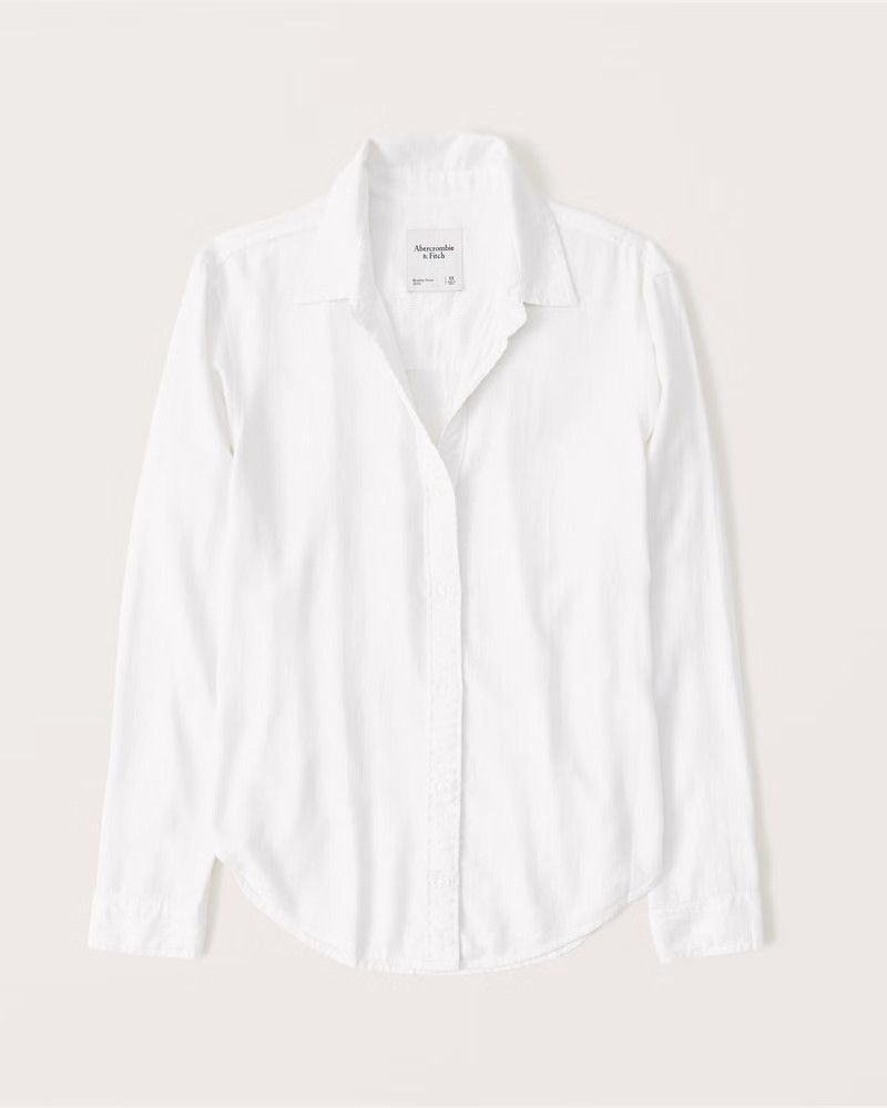 Women's Long-Sleeve Resort Shirt | White Button Down | Abercrombie & Fitch (US)