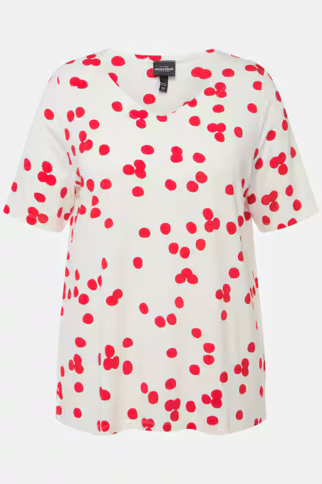 Scattered Dots Short Sleeve V-Neck Tee | T-Shirts | Knit Tops & Tees | Ulla Popken - US & CA