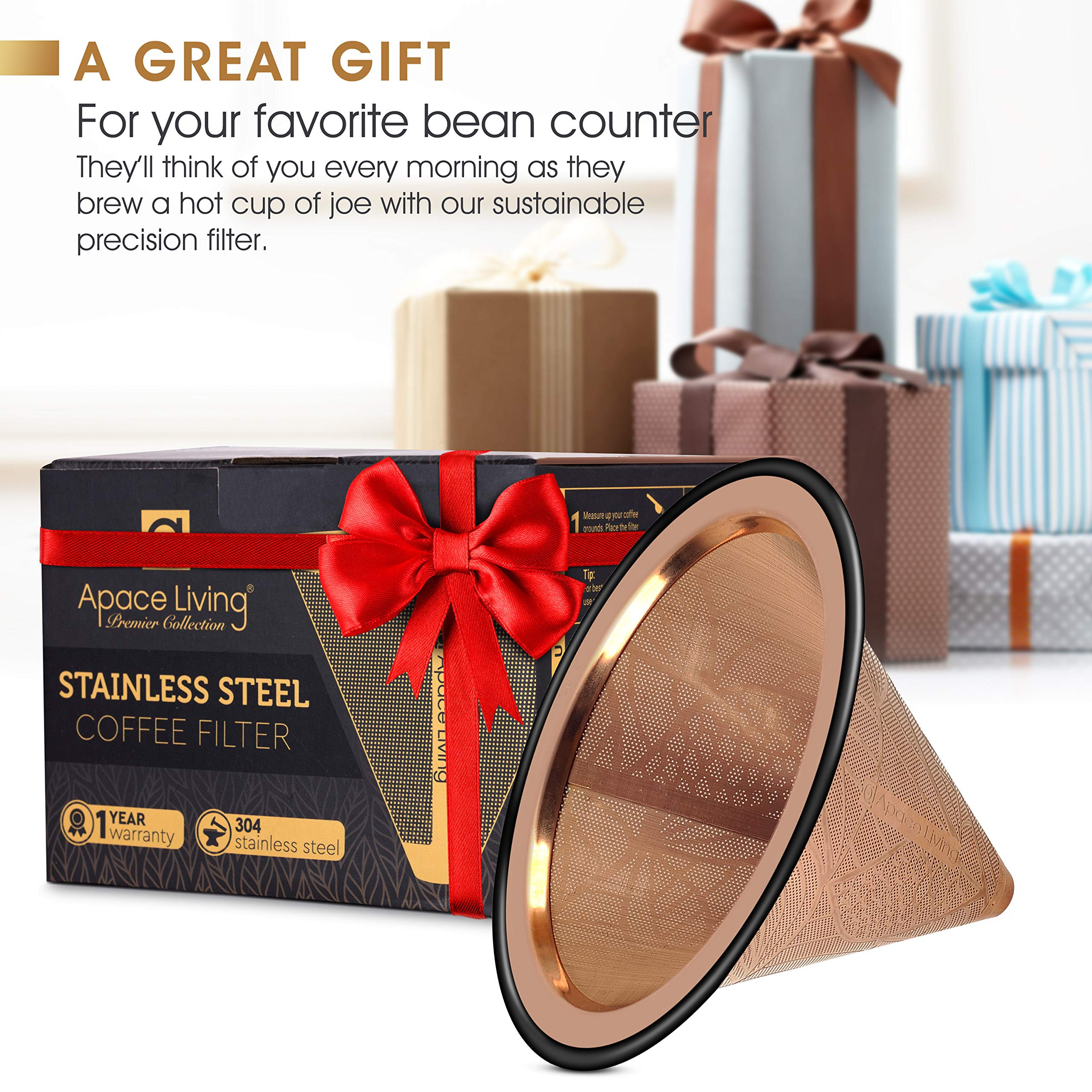 Compatible with Chemex, Hario V60 Pour Over Coffee Filter - Wide Metal Base Reusable Stainless St... | Amazon (US)