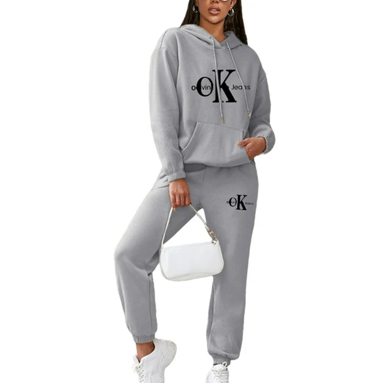 Frontwalk Women 2 Piece Tracksuit Set Casual Sports Pullover Hoodi Sweatsuit Sweatpants Jogger Wi... | Walmart (US)