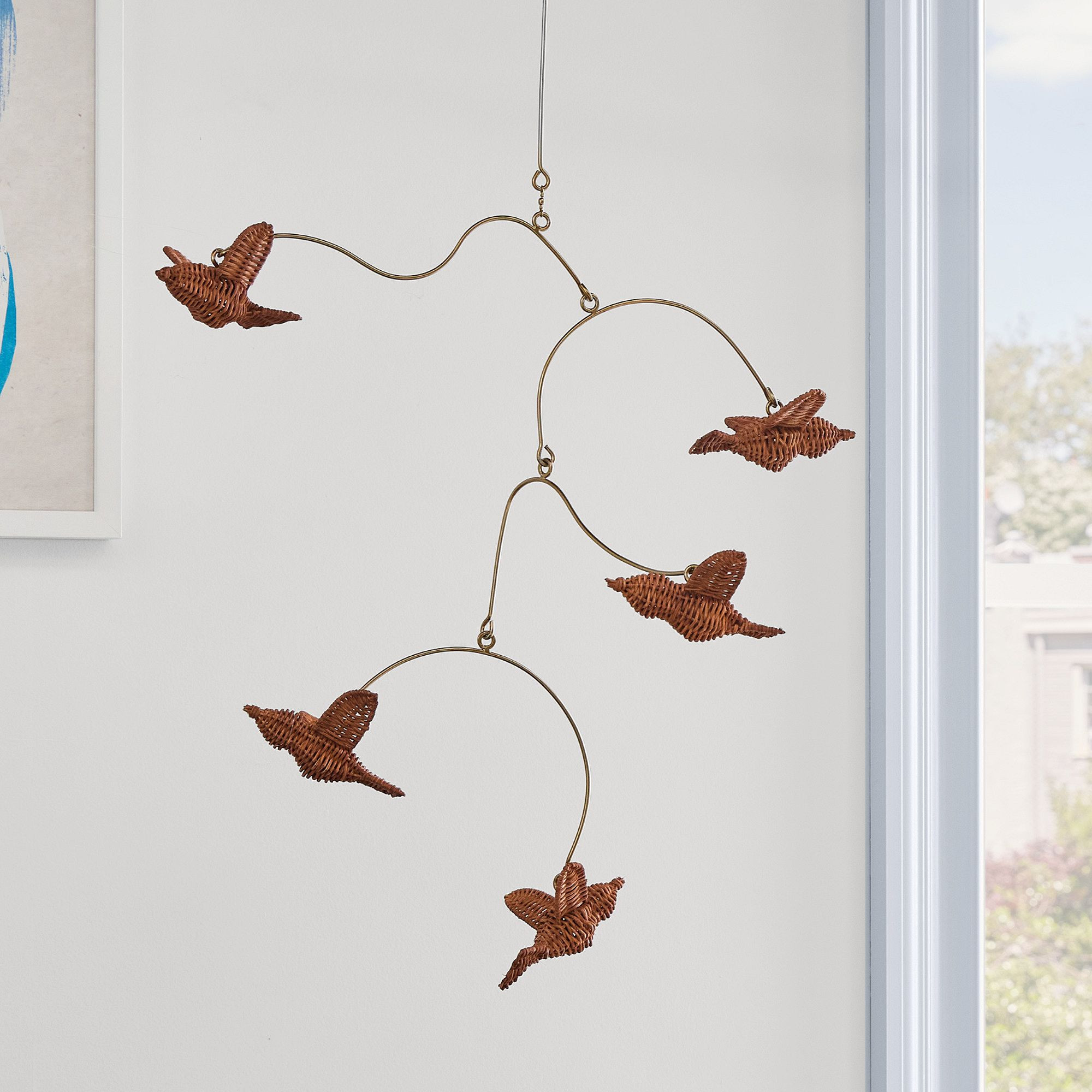 Rattan Flying Bird Mobile | West Elm (US)