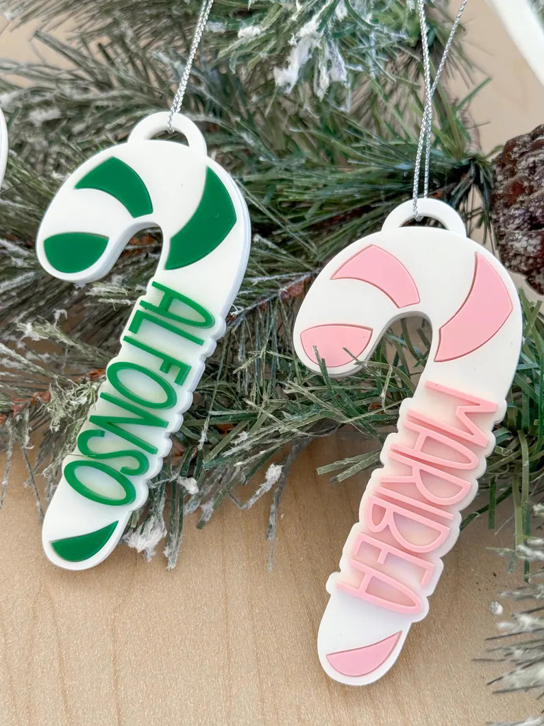 Candy Cane Christmas Tags Personalized Christmas Stocking Name Tags Christmas Candy Cane Ornament... | Etsy (US)