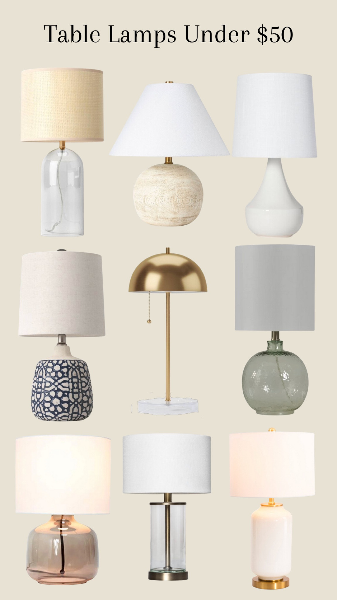 Table lamps under store $50