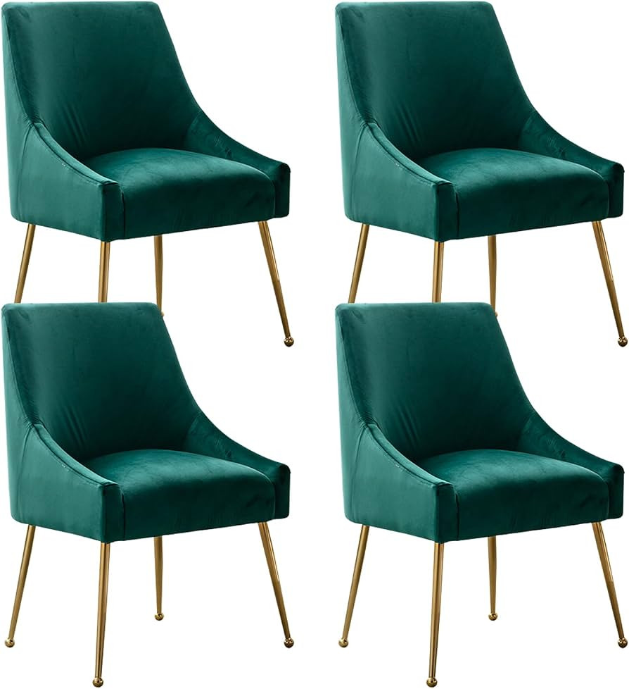 Velvet Dining Chairs, Furniture Collection Modern Contemporary Upholstered with Polished Gold Met... | Amazon (US)
