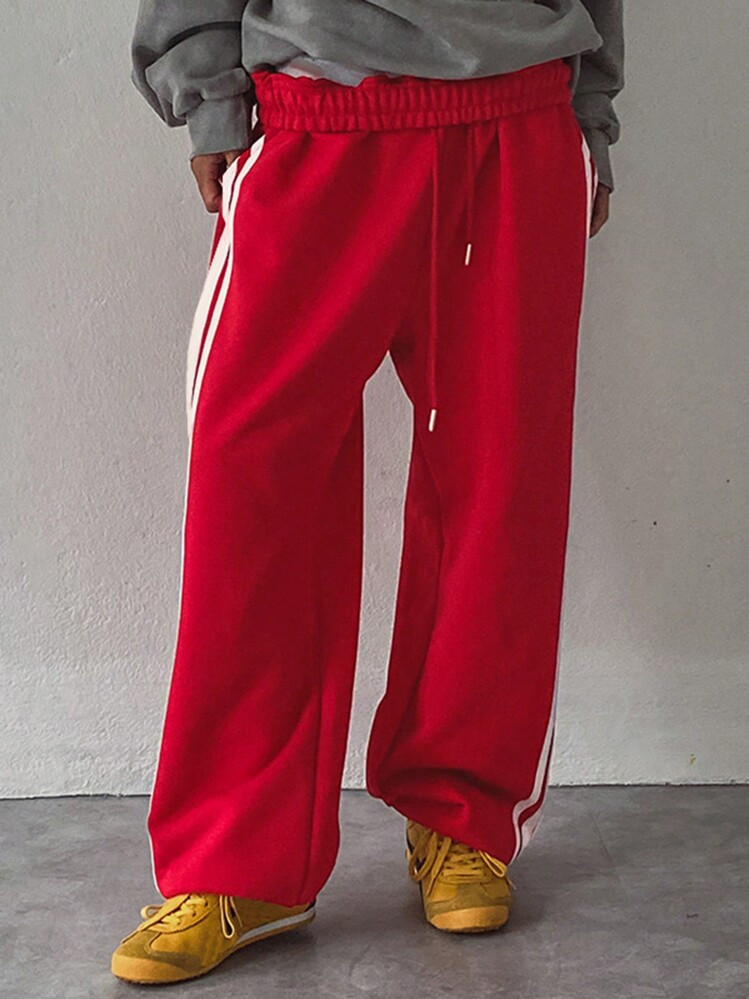 DAZY Women Loose Patchwork Color Block Striped Ribbed Activewear Sweatpants Women Joggers | SHEIN