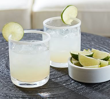 Stripe Rim Acrylic Drinking Glasses | Pottery Barn (US)
