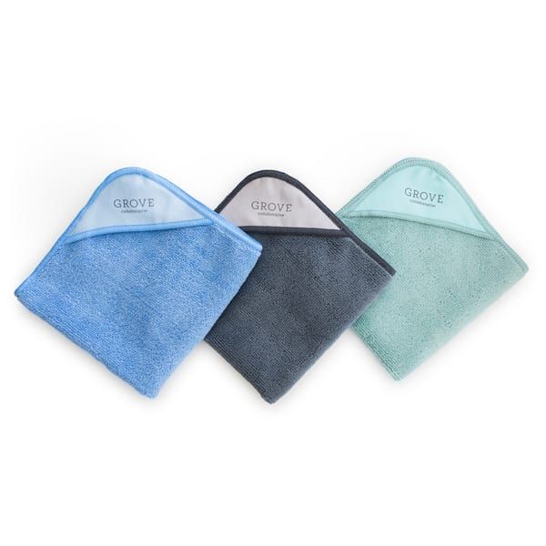Grove Co. - Microfiber Cleaning Cloths (Set of 3) - Slate Gray, Seafoam Green & Periwinkle Blue | Grove