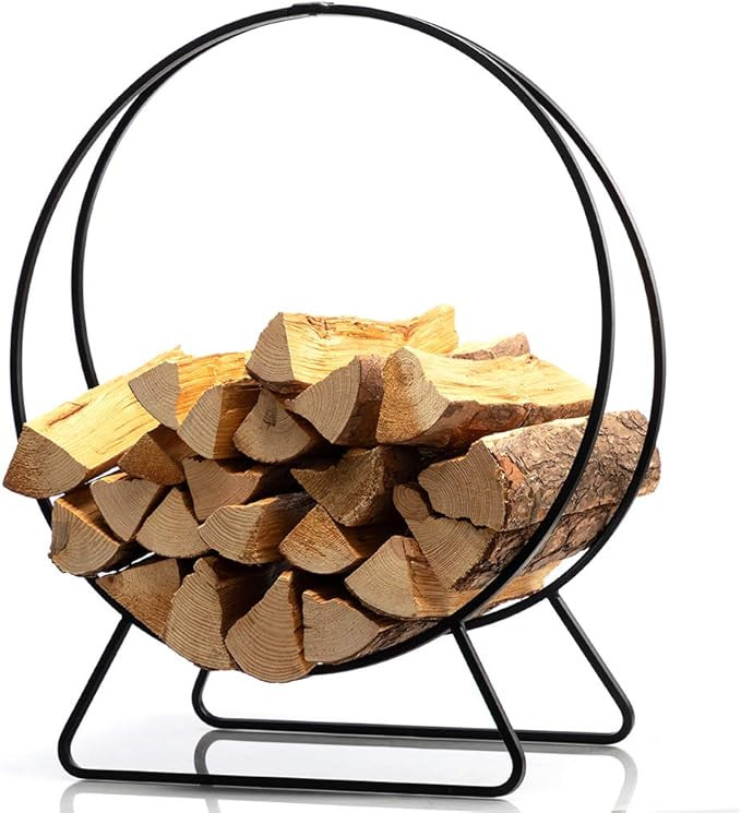 DOEWORKS 23 Inches Solid Steel Log Hoop Heavy Duty Firewood Racks | Amazon (US)