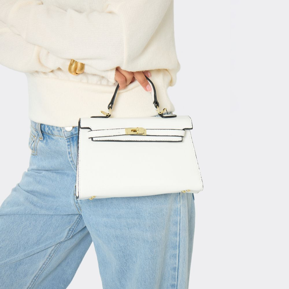 Chase Lock Detail Tote Bag In White Faux Leather | EGO (UK)