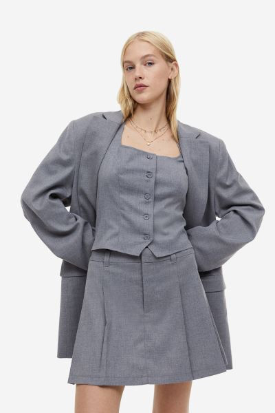 Pleated A-line skirt - Light grey marl - Ladies | H&M GB | H&M (UK, MY, IN, SG, PH, TW, HK)