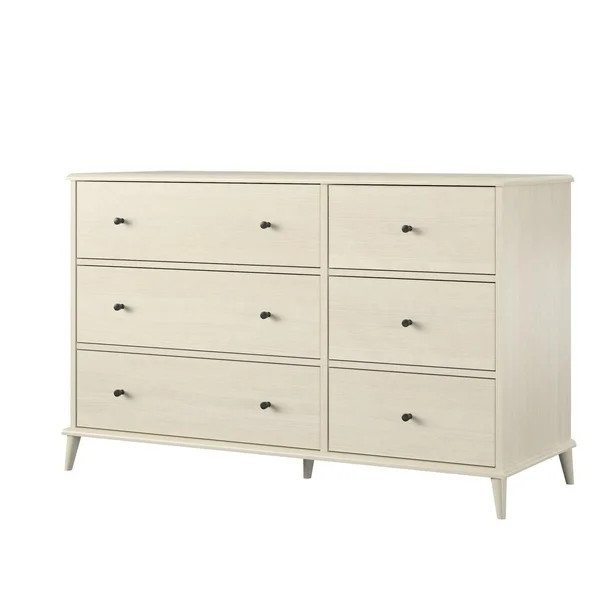 Queer Eye Farnsworth 6 Drawer Mid-Century Modern Dresser, Ivory Oak | Walmart (US)