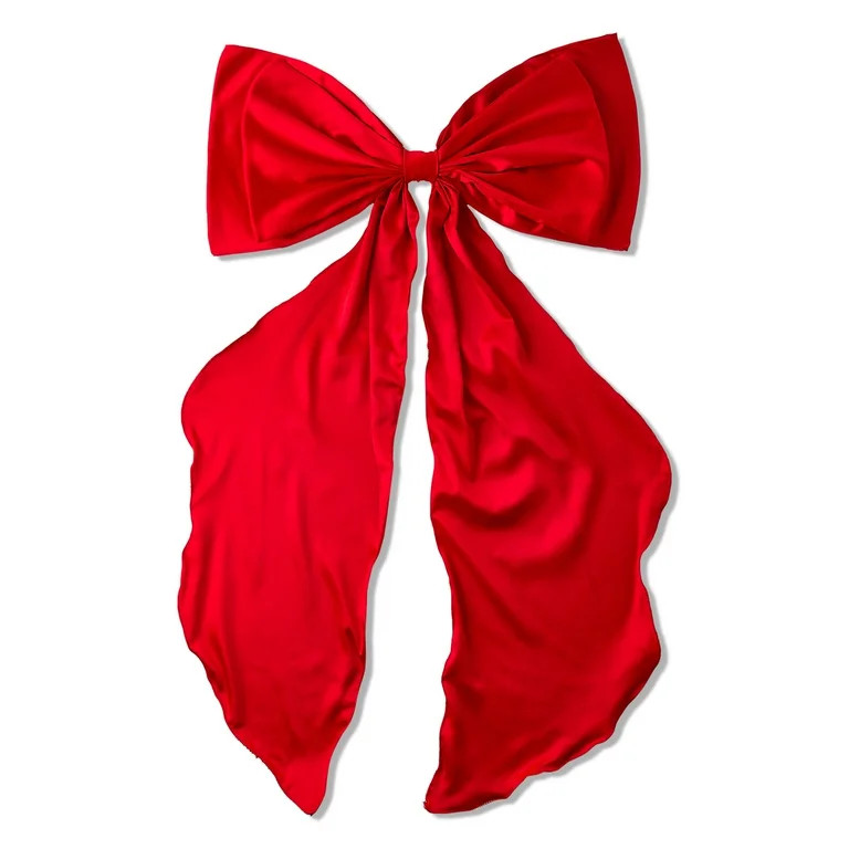 Fabric Satin Bow Christmas Tree Topper, Red, 34.5", by Holiday Time | Walmart (US)
