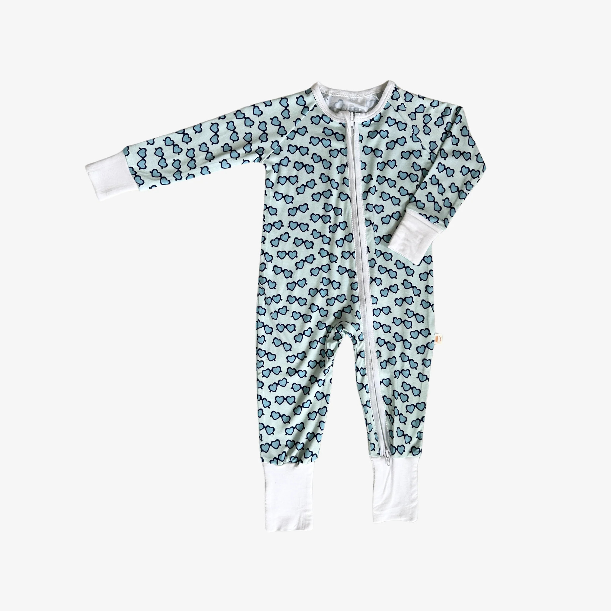Zippered Romper in Sweetheart Sunnies - Blue | Ollie's Day