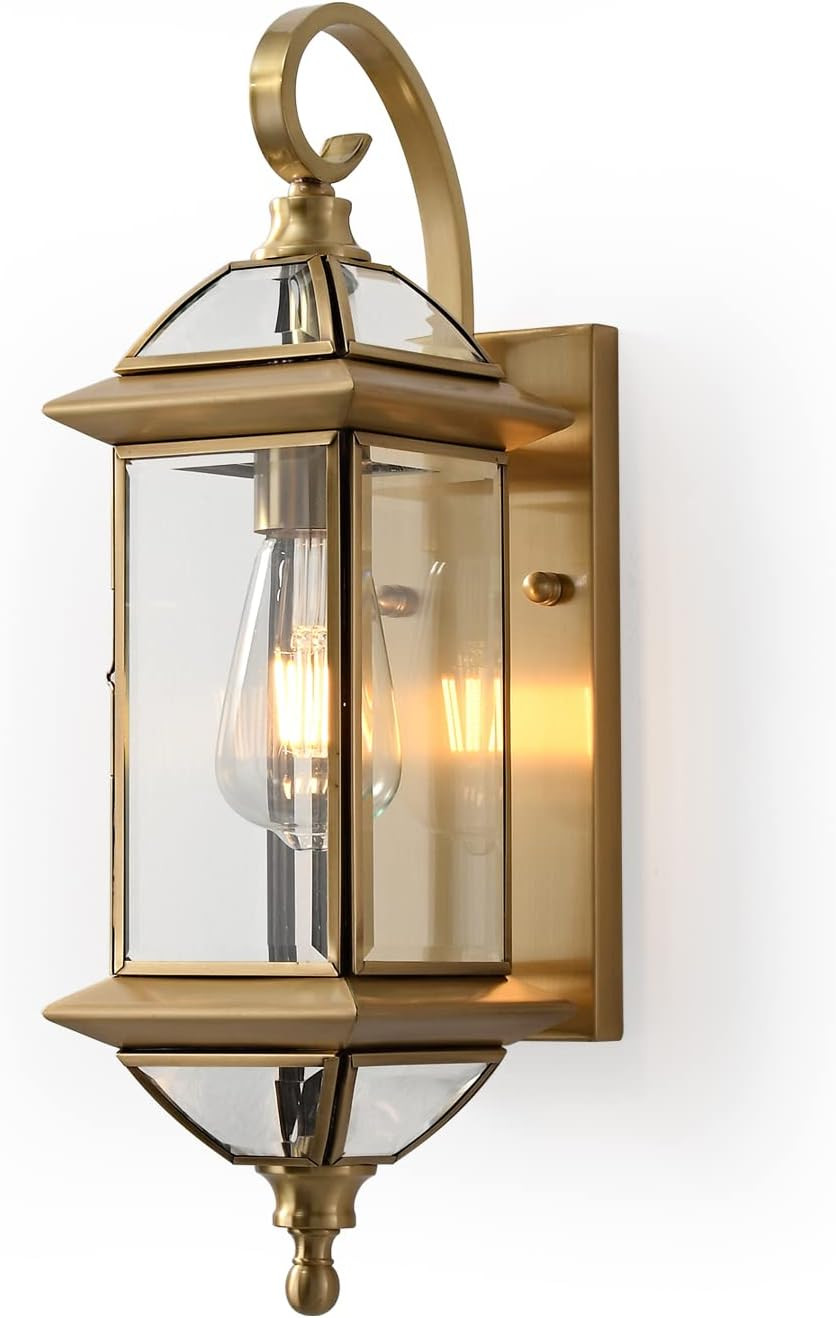 Milaii Outdoor Wall Light with Clear Glass Waterproof Exterior Light Fixtures Oil Rubbed Brass 18... | Amazon (US)