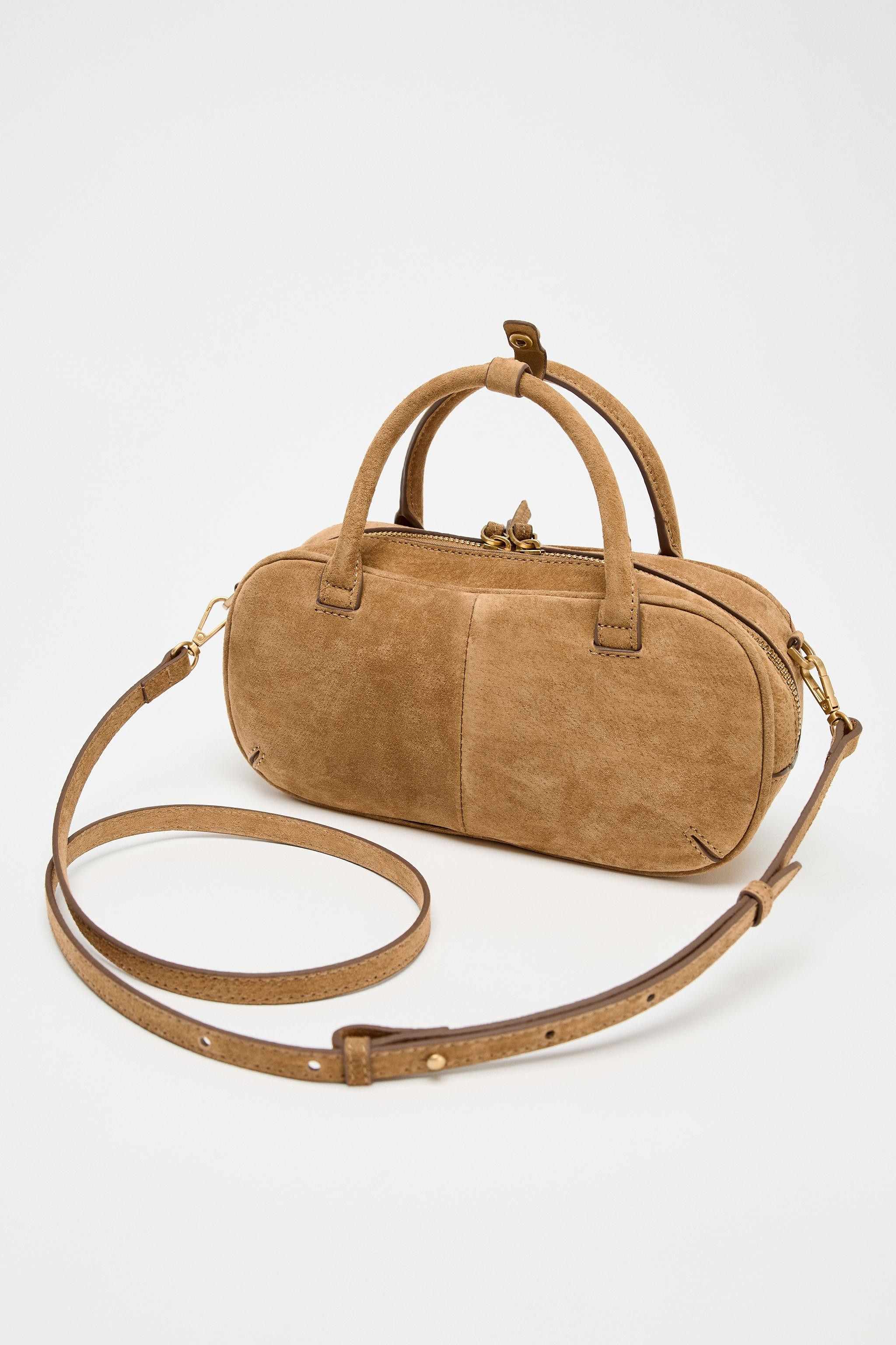 MINI DOUBLE HANDLE SUEDE BAG | Zara US