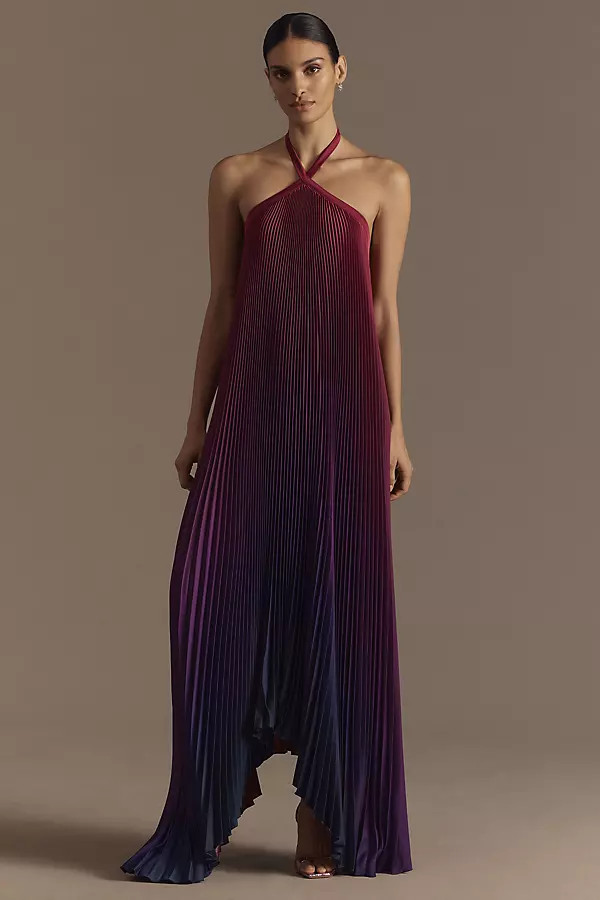 L'IDÉE Déesse Halter Pleated Maxi Dress | Anthropologie (US)