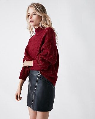 Express Womens Funnel Neck Sweater Red XX Small | Express