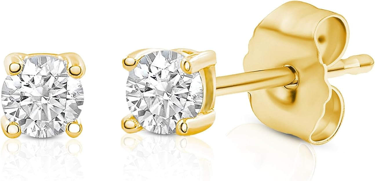 Amazon Essentials 0.25 to 1 Carat IGI Certified Solitaire Lab Grown Diamond Stud 14k Gold 4 Prong... | Amazon (US)