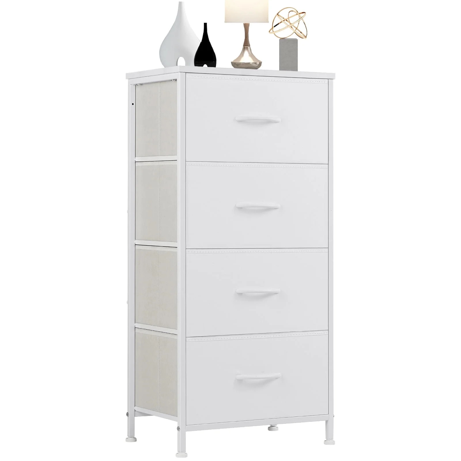 Efficient and Stylish 4-Drawer Dresser - Skinny Fabric Storage Tower with Wooden Top, Ideal for B... | Walmart (US)