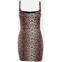 Petite Neutral Satin Leopard Cami Mini Dress | Missguided (US & CA)