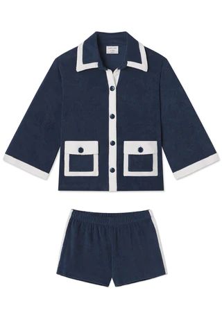 Clara Terry Shorts Set in Navy | LAKE Pajamas