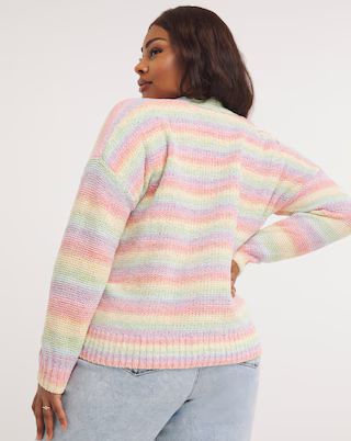 Rainbow Ombre Stripe Chenille Cardigan | Simply Be (UK)