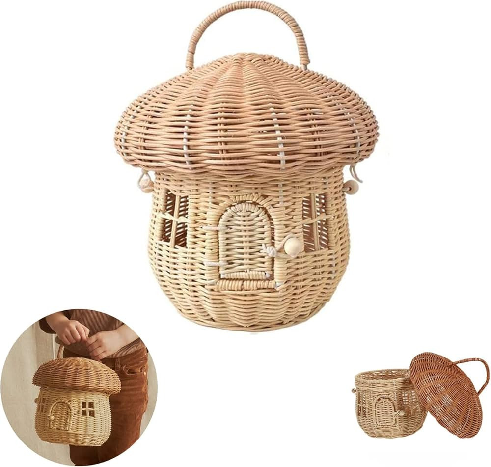 Mushroom Shaped Basket for Gift, Portable Picnic Basket Food Storage Basket for Going Out, Decora... | Amazon (US)