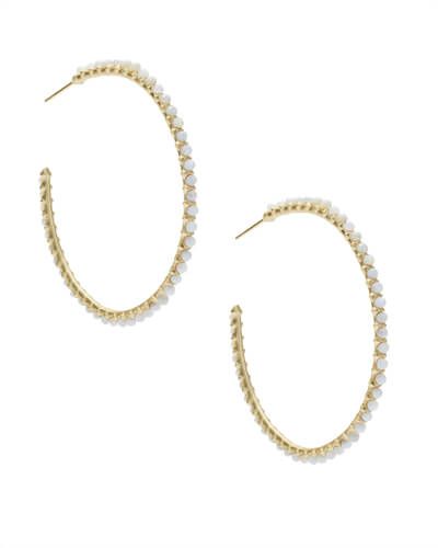 Birdie Gold Hoop Earrings in Ivory Pearl | Kendra Scott