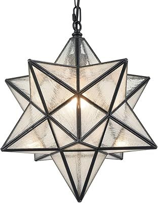 Modern Moravian Star Pendant Light Seeded Large Glass Star Lights with Chain, 16'' | Amazon (US)
