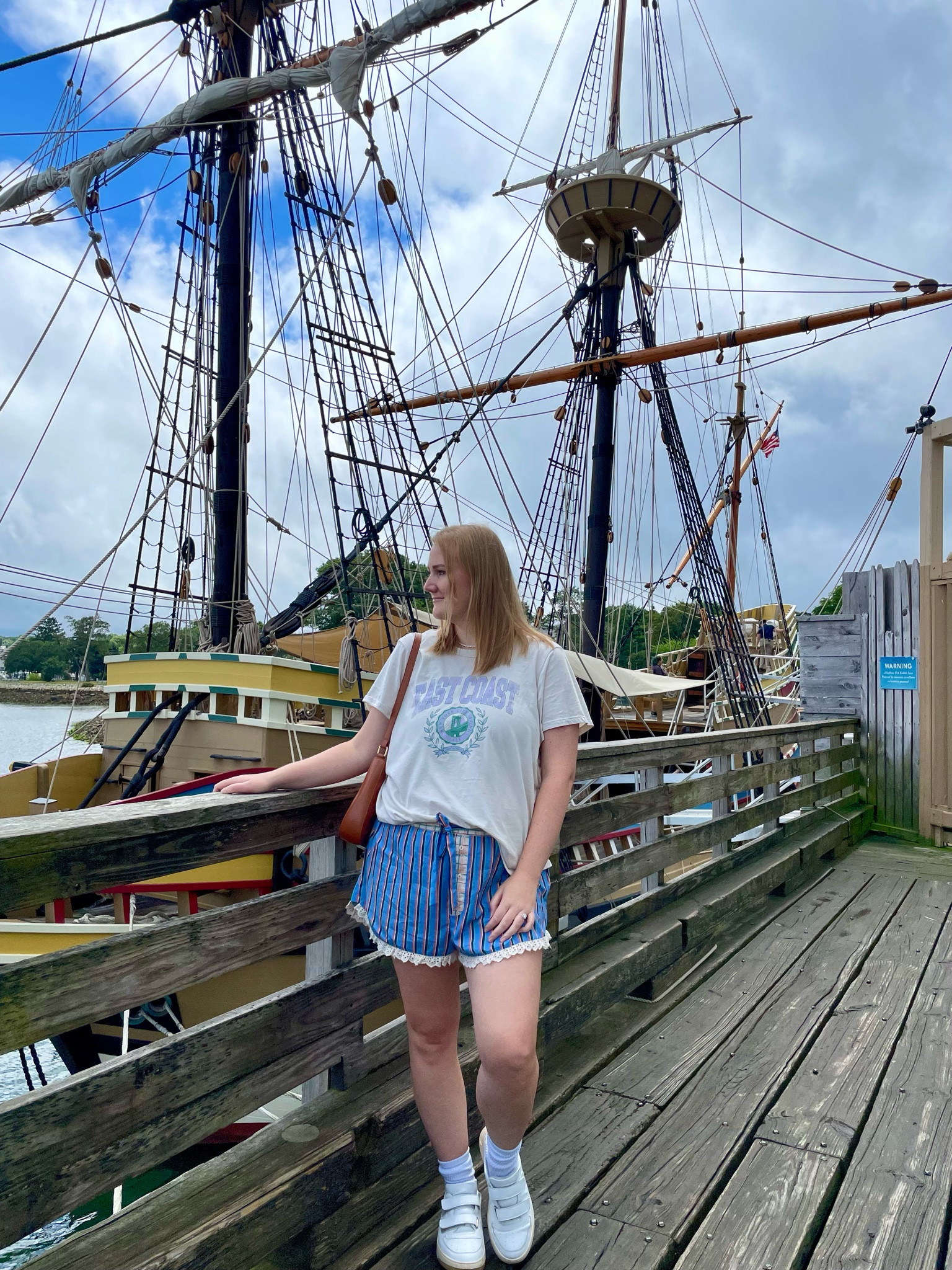 Eyelet shorts, boxer shorts, striped pajama shorts, graphic tee, brown shoulder bag, white sneakers, dad sneakers. Comfy casual summer outfit inspo  

#LTKMidsize #LTKFindsUnder50 #LTKSeasonal