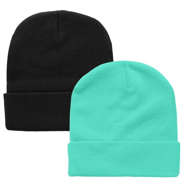 2 pcs Set Men Women Knitted Beanie Hat Ski Skully Cap Plain Solid Color Warm Great for Winter Bla... | Walmart (US)